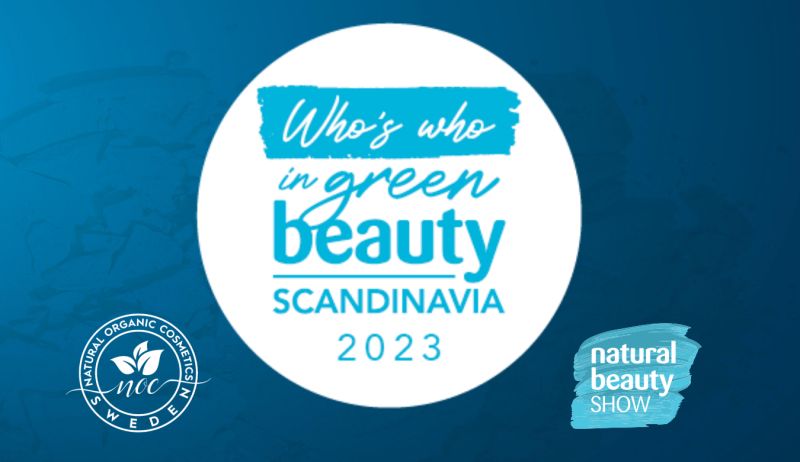 blå och vit logga på Who’s Who in Green Beauty Scandinavia 2023